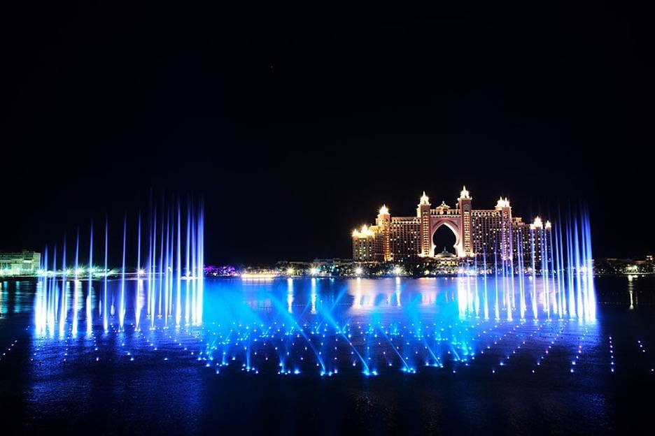The Palm Fountain at Night
